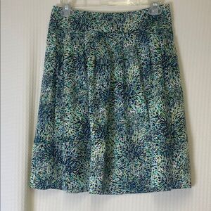 Apostrophe whimsical patterned, blue and green mid skirt with pockets size 4